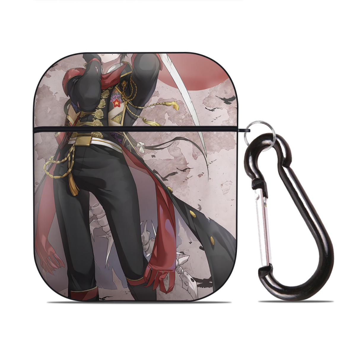 （画像用） 刀剣乱舞 Touken Ranbu AirPods 第2世代保護ケース ハードシェル ブラック 耐衝撃・防指紋・カラビナ付き