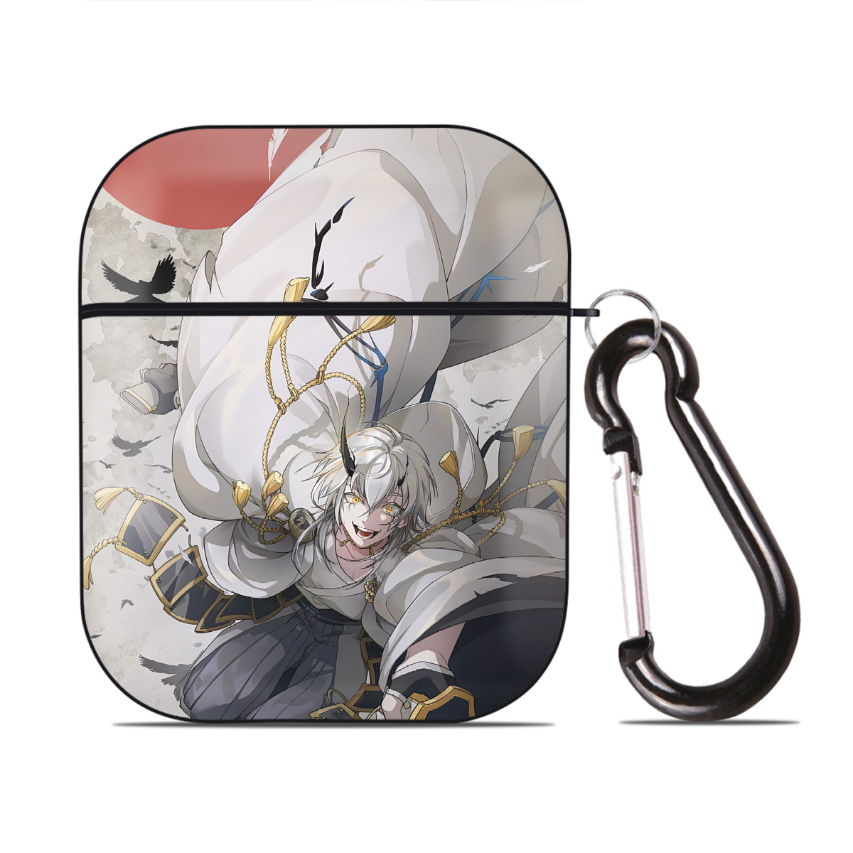 （画像用） 刀剣乱舞 Touken Ranbu AirPods 第2世代保護ケース ハードシェル ブラック 耐衝撃・防指紋・カラビナ付き