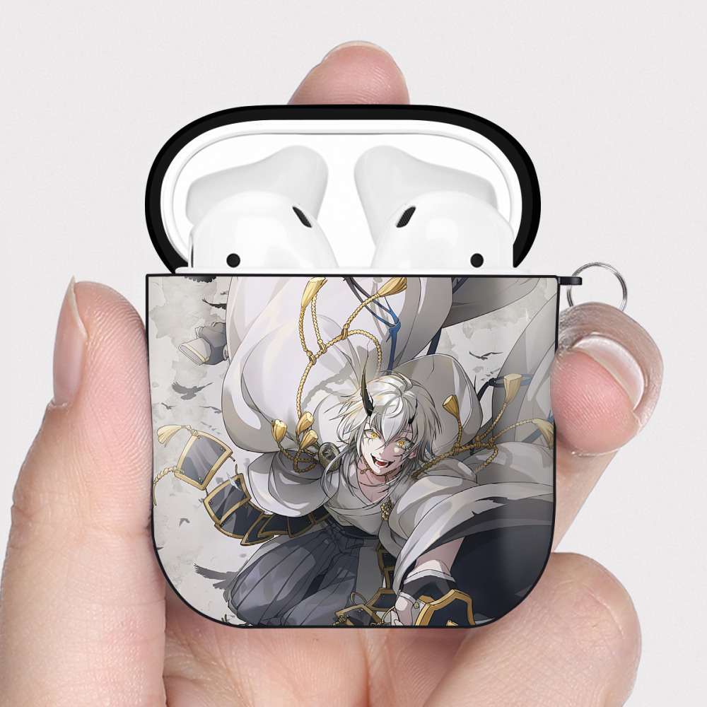 （画像用） 刀剣乱舞 Touken Ranbu AirPods 第2世代保護ケース ハードシェル ブラック 耐衝撃・防指紋・カラビナ付き