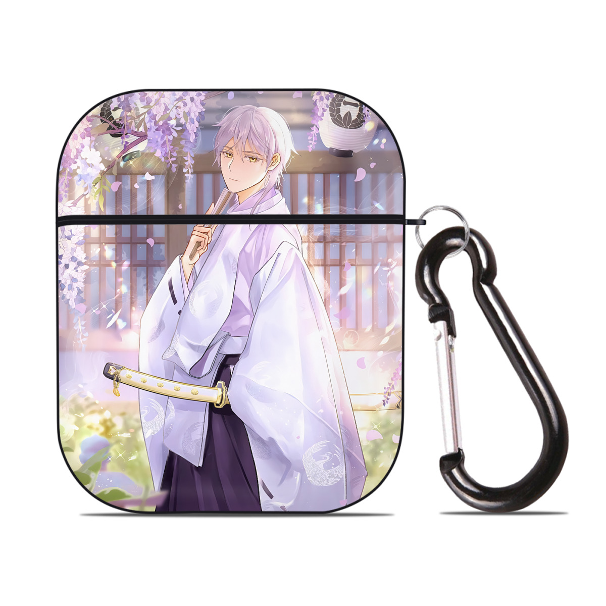 （画像用） 刀剣乱舞 Touken Ranbu AirPods 第2世代保護ケース ハードシェル ブラック 耐衝撃・防指紋・カラビナ付き