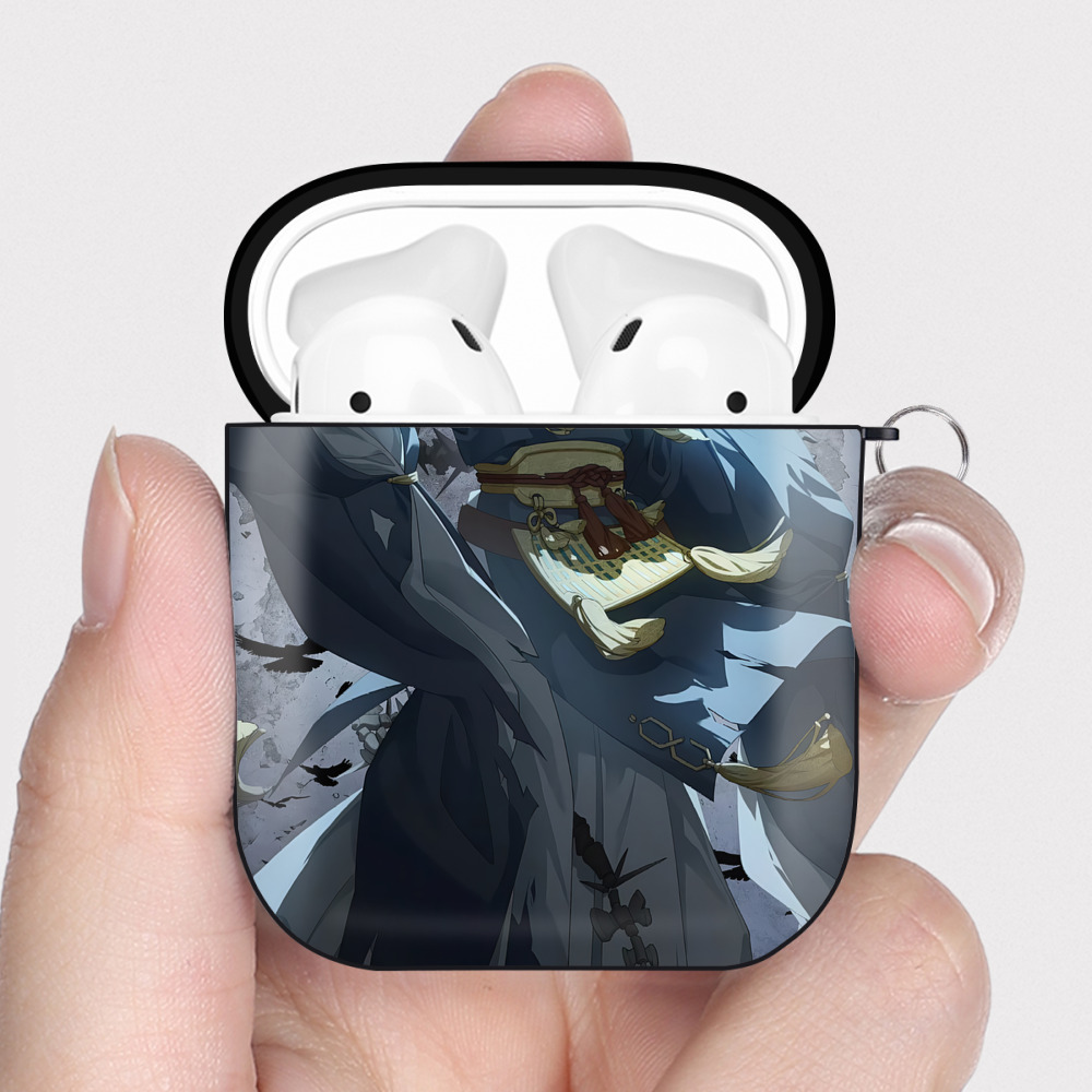 （画像用） 刀剣乱舞 Touken Ranbu AirPods 第2世代保護ケース ハードシェル ブラック 耐衝撃・防指紋・カラビナ付き