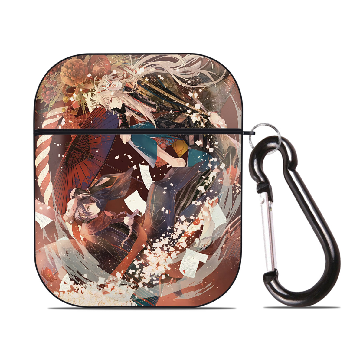 （画像用） 刀剣乱舞 Touken Ranbu AirPods 第2世代保護ケース ハードシェル ブラック 耐衝撃・防指紋・カラビナ付き