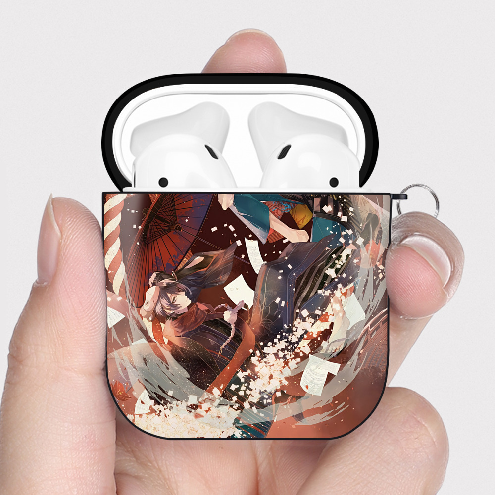 （画像用） 刀剣乱舞 Touken Ranbu AirPods 第2世代保護ケース ハードシェル ブラック 耐衝撃・防指紋・カラビナ付き