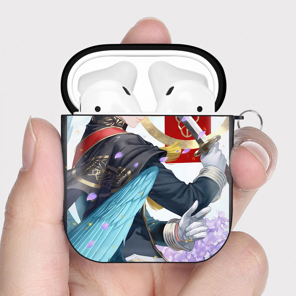 （画像用） 刀剣乱舞 Touken Ranbu AirPods 第2世代保護ケース ハードシェル ブラック 耐衝撃・防指紋・カラビナ付き