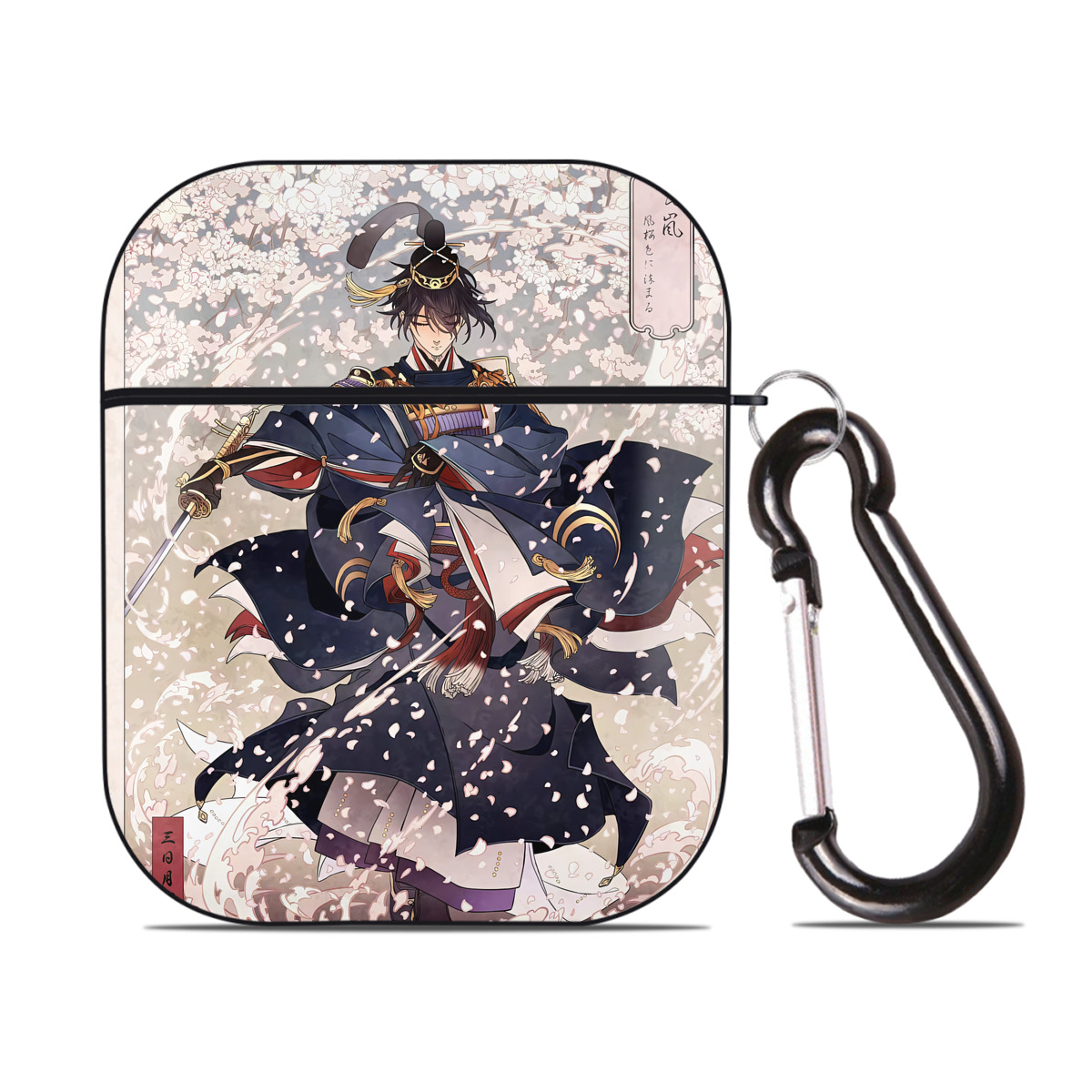 （画像用） 刀剣乱舞 Touken Ranbu AirPods 第2世代保護ケース ハードシェル ブラック 耐衝撃・防指紋・カラビナ付き