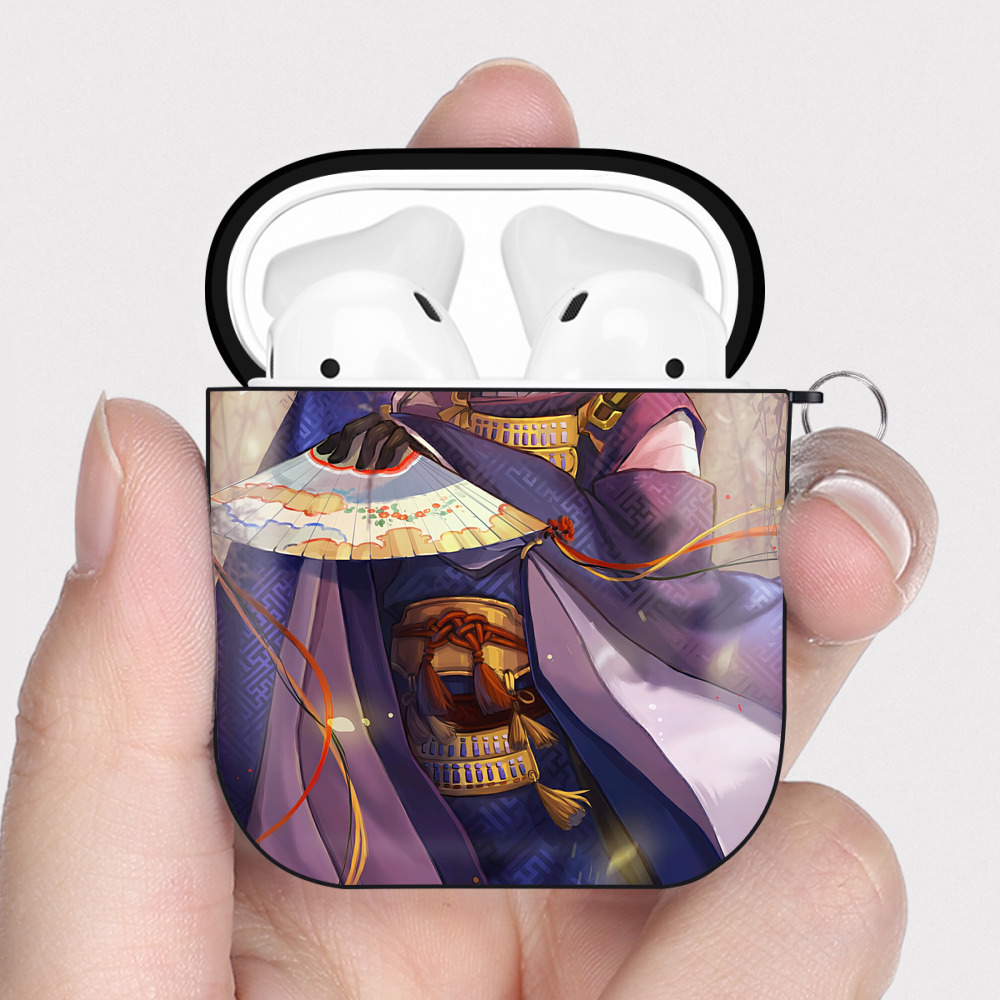 （画像用） 刀剣乱舞 Touken Ranbu AirPods 第2世代保護ケース ハードシェル ブラック 耐衝撃・防指紋・カラビナ付き