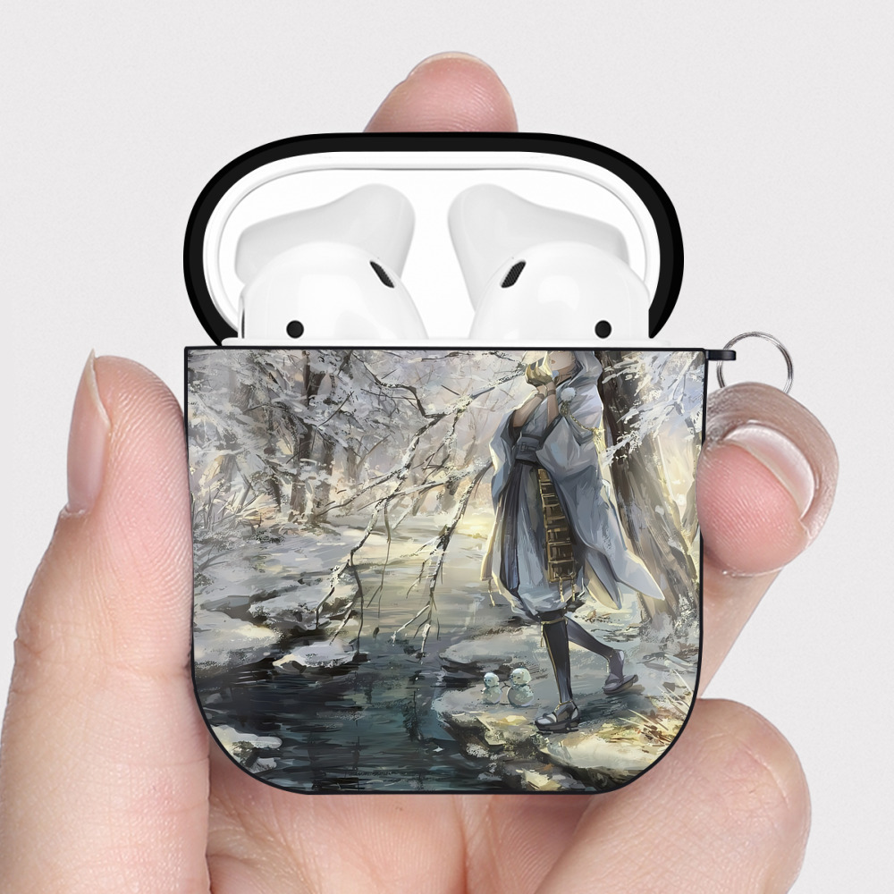 （画像用） 刀剣乱舞 Touken Ranbu AirPods 第2世代保護ケース ハードシェル ブラック 耐衝撃・防指紋・カラビナ付き