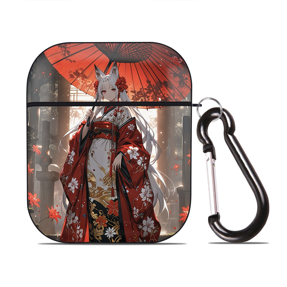 （画像用） 刀剣乱舞 Touken Ranbu AirPods 第2世代保護ケース ハードシェル ブラック 耐衝撃・防指紋・カラビナ付き