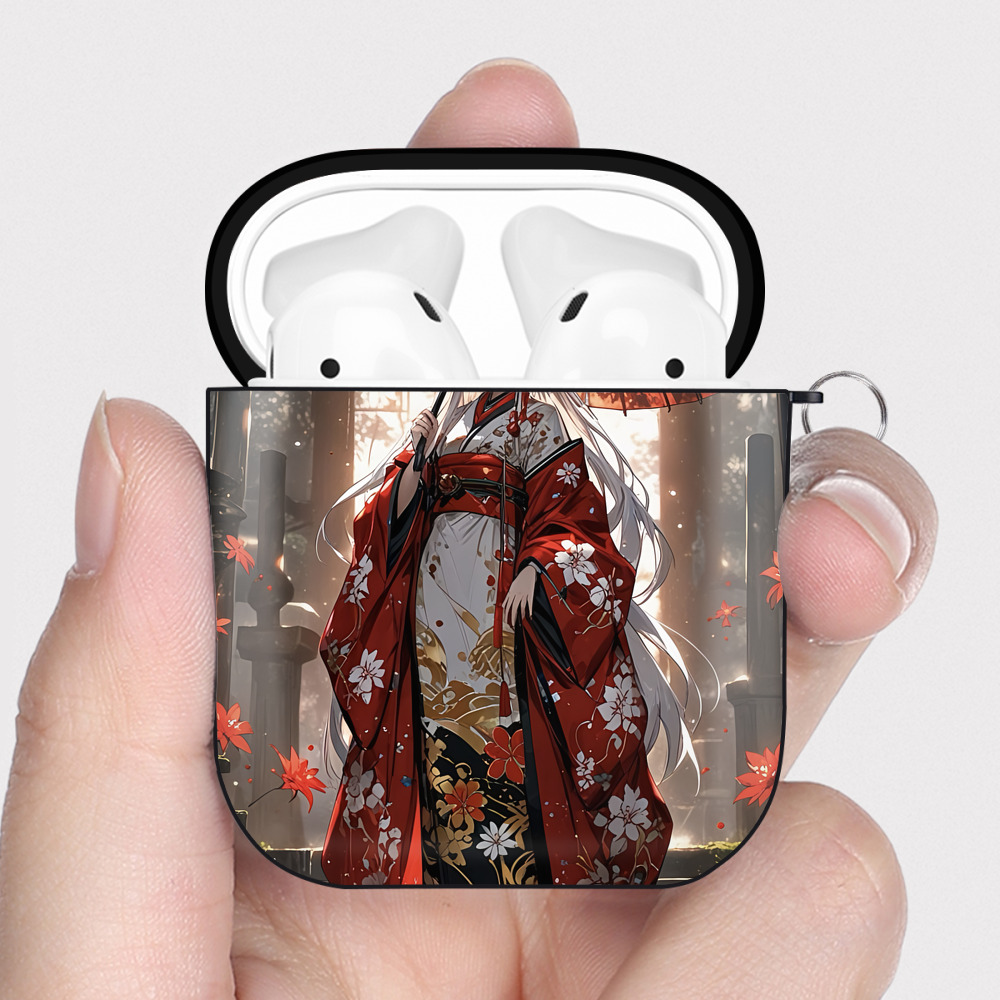（画像用） 刀剣乱舞 Touken Ranbu AirPods 第2世代保護ケース ハードシェル ブラック 耐衝撃・防指紋・カラビナ付き