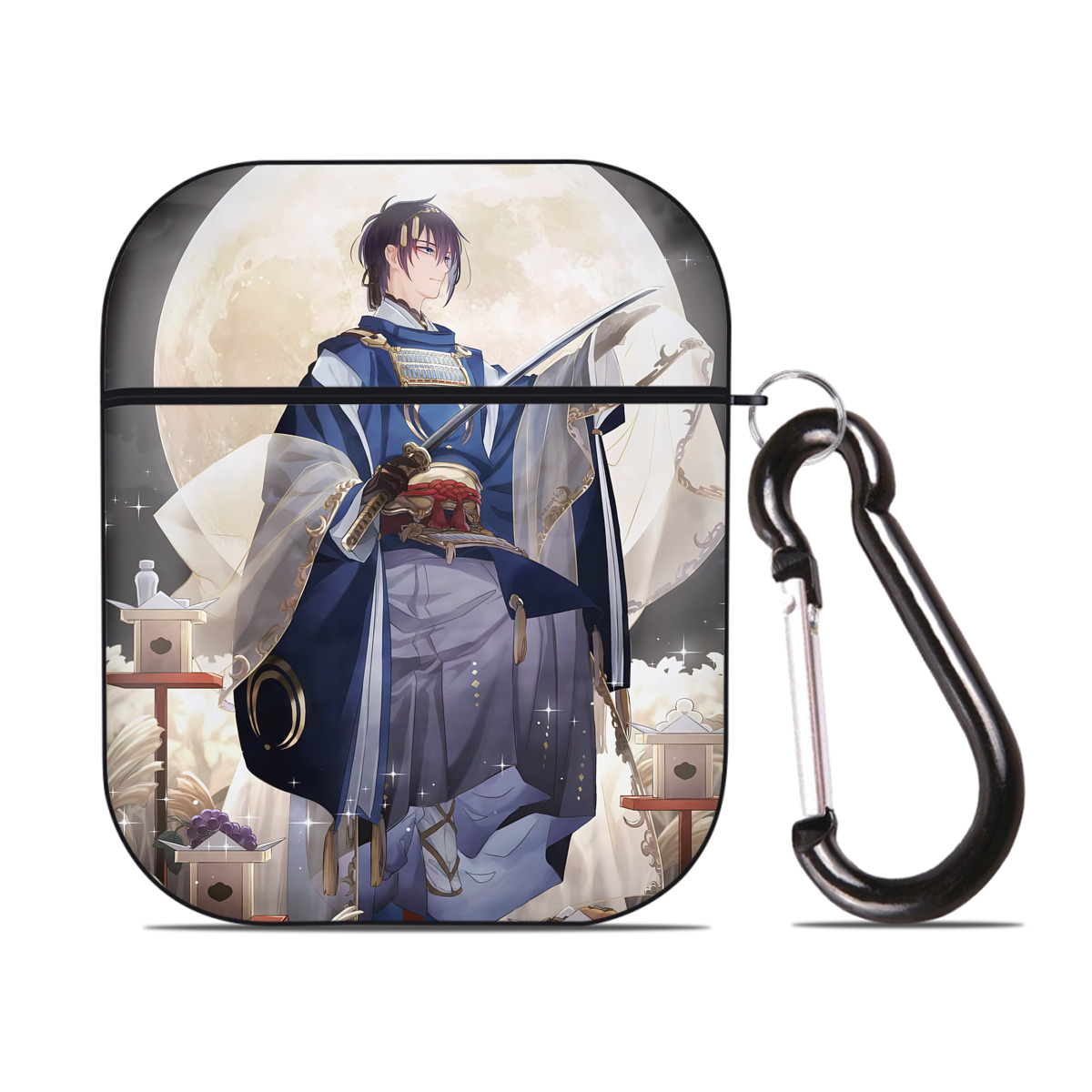（画像用） 刀剣乱舞 Touken Ranbu AirPods 第2世代保護ケース ハードシェル ブラック 耐衝撃・防指紋・カラビナ付き
