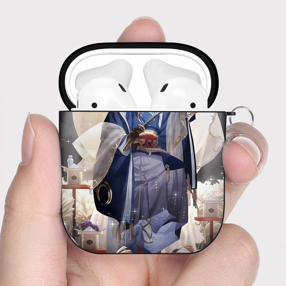 （画像用） 刀剣乱舞 Touken Ranbu AirPods 第2世代保護ケース ハードシェル ブラック 耐衝撃・防指紋・カラビナ付き