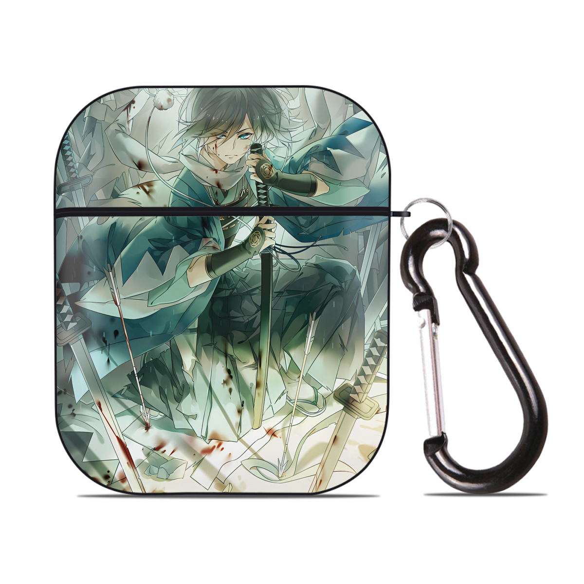 （画像用） 刀剣乱舞 Touken Ranbu AirPods 第2世代保護ケース ハードシェル ブラック 耐衝撃・防指紋・カラビナ付き