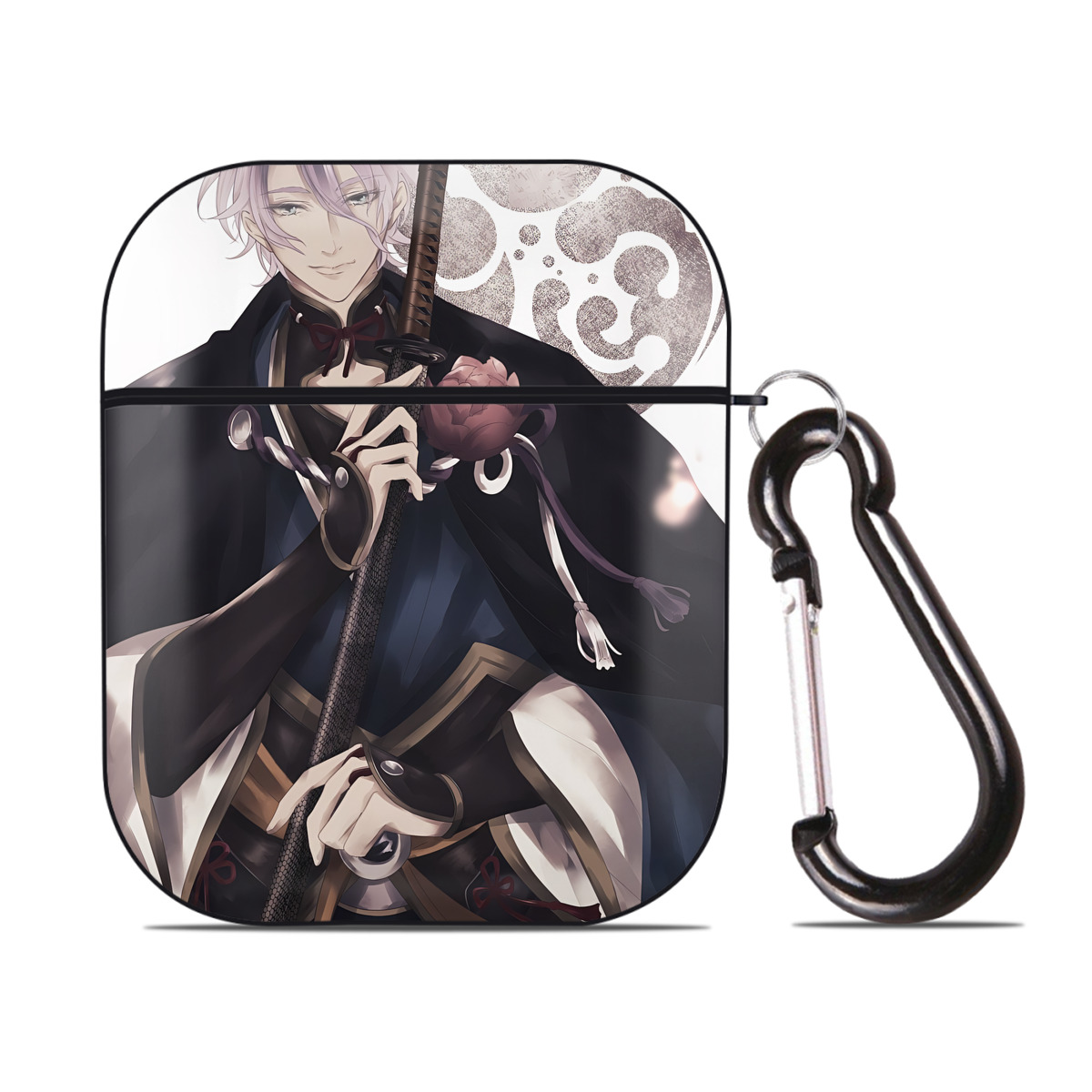 （画像用） 刀剣乱舞 Touken Ranbu AirPods 第2世代保護ケース ハードシェル ブラック 耐衝撃・防指紋・カラビナ付き