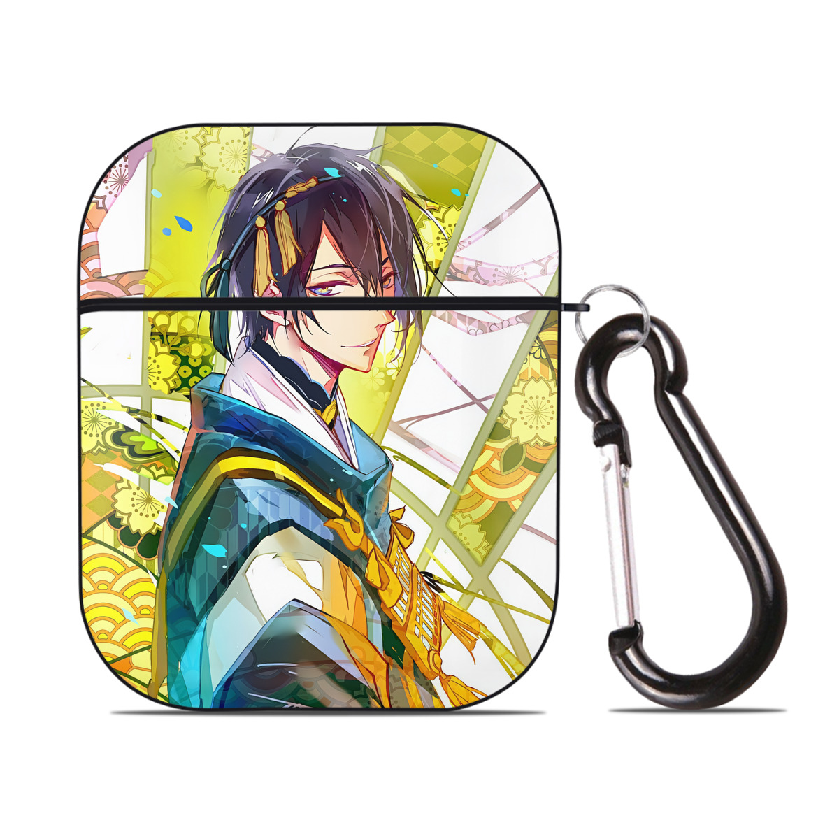 （画像用） 刀剣乱舞 Touken Ranbu AirPods 第2世代保護ケース ハードシェル ブラック 耐衝撃・防指紋・カラビナ付き