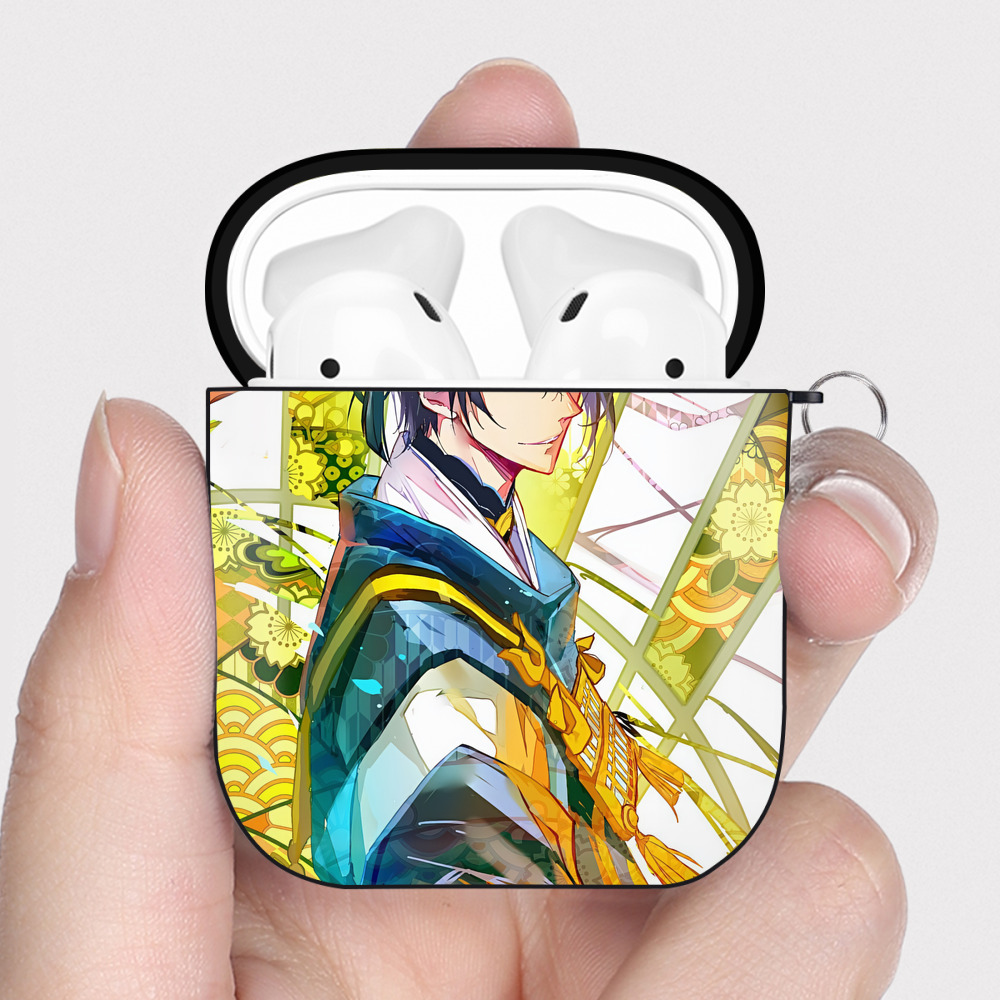 （画像用） 刀剣乱舞 Touken Ranbu AirPods 第2世代保護ケース ハードシェル ブラック 耐衝撃・防指紋・カラビナ付き