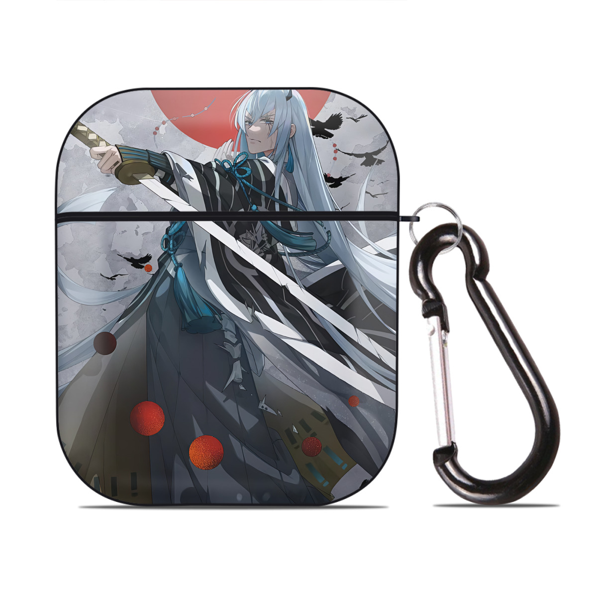 （画像用） 刀剣乱舞 Touken Ranbu AirPods 第2世代保護ケース ハードシェル ブラック 耐衝撃・防指紋・カラビナ付き