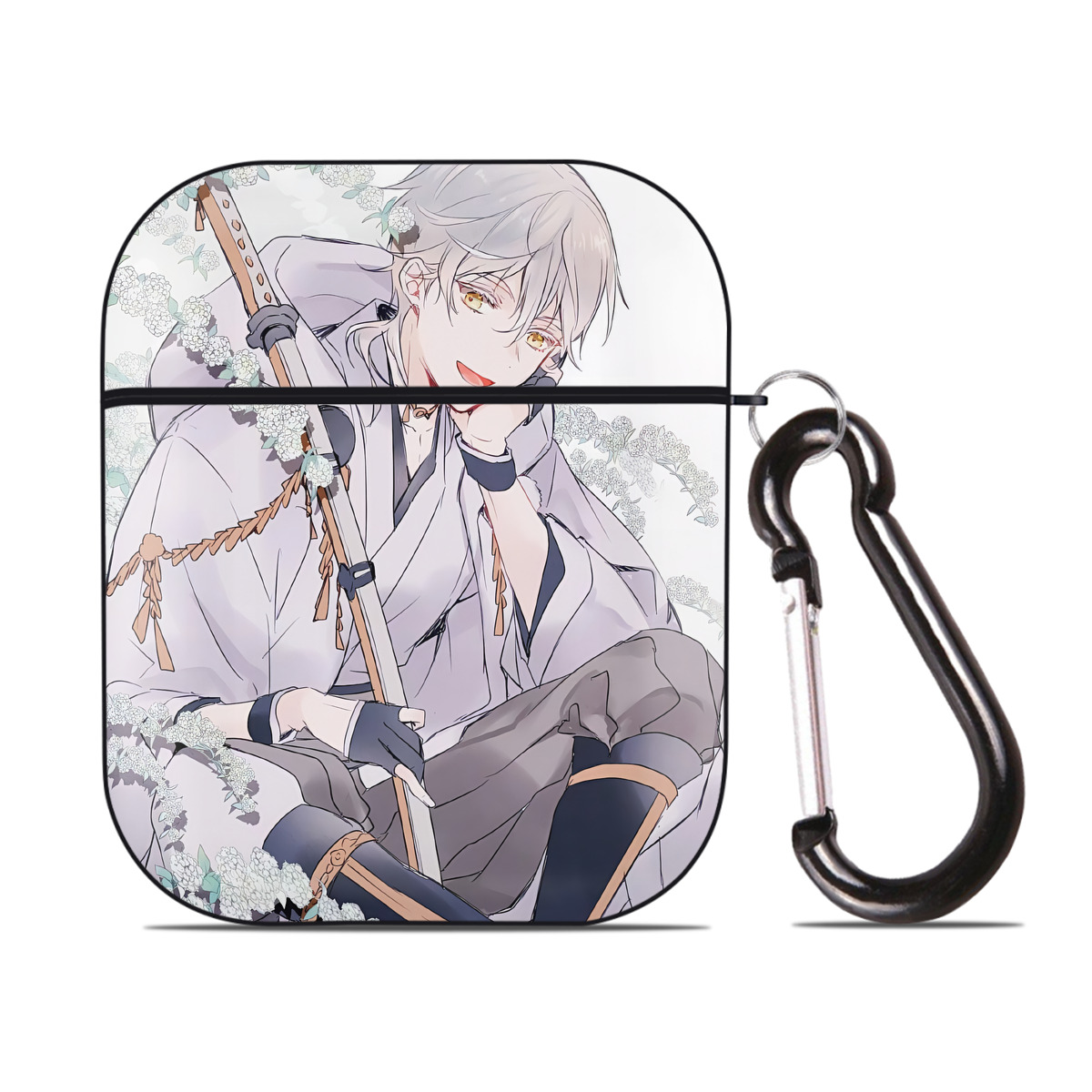 （画像用） 刀剣乱舞 Touken Ranbu AirPods 第2世代保護ケース ハードシェル ブラック 耐衝撃・防指紋・カラビナ付き