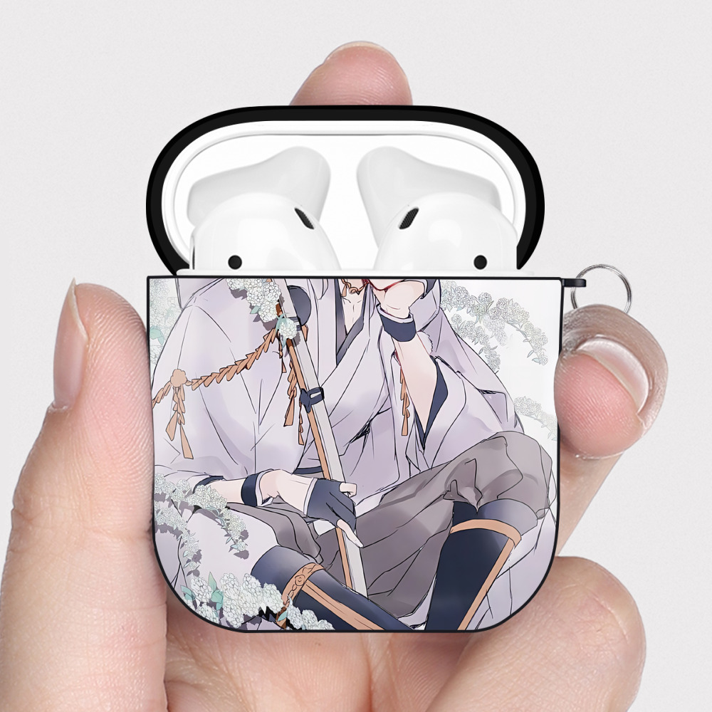 （画像用） 刀剣乱舞 Touken Ranbu AirPods 第2世代保護ケース ハードシェル ブラック 耐衝撃・防指紋・カラビナ付き
