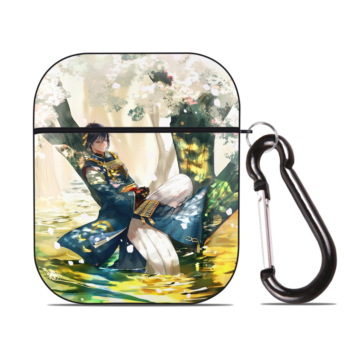 （画像用） 刀剣乱舞 Touken Ranbu AirPods 第2世代保護ケース ハードシェル ブラック 耐衝撃・防指紋・カラビナ付き
