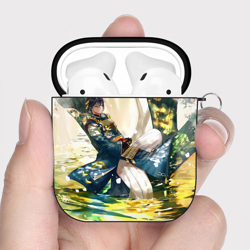 （画像用） 刀剣乱舞 Touken Ranbu AirPods 第2世代保護ケース ハードシェル ブラック 耐衝撃・防指紋・カラビナ付き