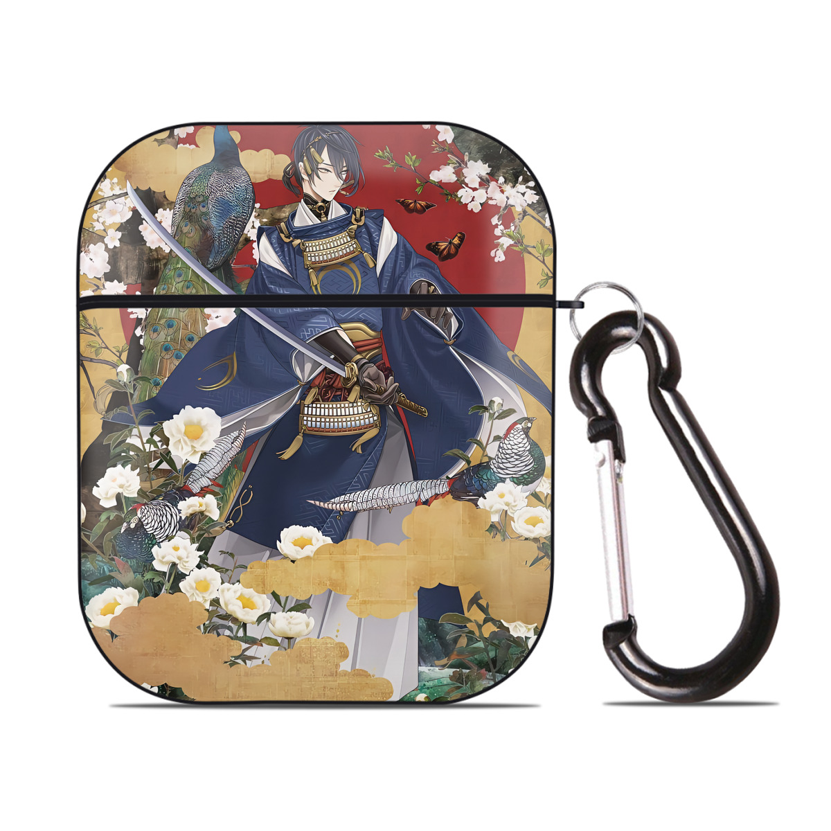 （画像用） 刀剣乱舞 Touken Ranbu AirPods 第2世代保護ケース ハードシェル ブラック 耐衝撃・防指紋・カラビナ付き