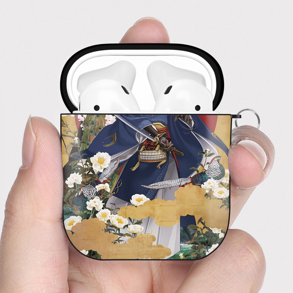 （画像用） 刀剣乱舞 Touken Ranbu AirPods 第2世代保護ケース ハードシェル ブラック 耐衝撃・防指紋・カラビナ付き