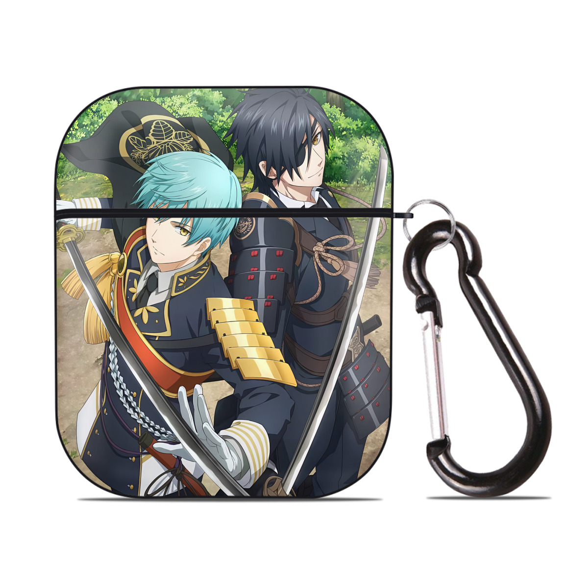 （画像用） 刀剣乱舞 Touken Ranbu AirPods 第2世代保護ケース ハードシェル ブラック 耐衝撃・防指紋・カラビナ付き