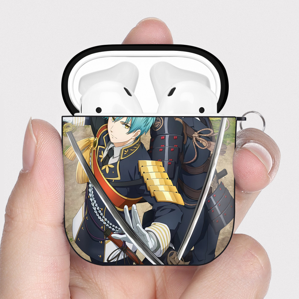 （画像用） 刀剣乱舞 Touken Ranbu AirPods 第2世代保護ケース ハードシェル ブラック 耐衝撃・防指紋・カラビナ付き