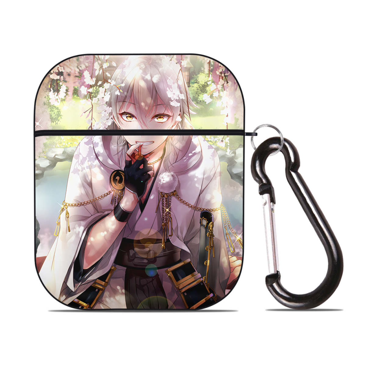 （画像用） 刀剣乱舞 Touken Ranbu AirPods 第2世代保護ケース ハードシェル ブラック 耐衝撃・防指紋・カラビナ付き