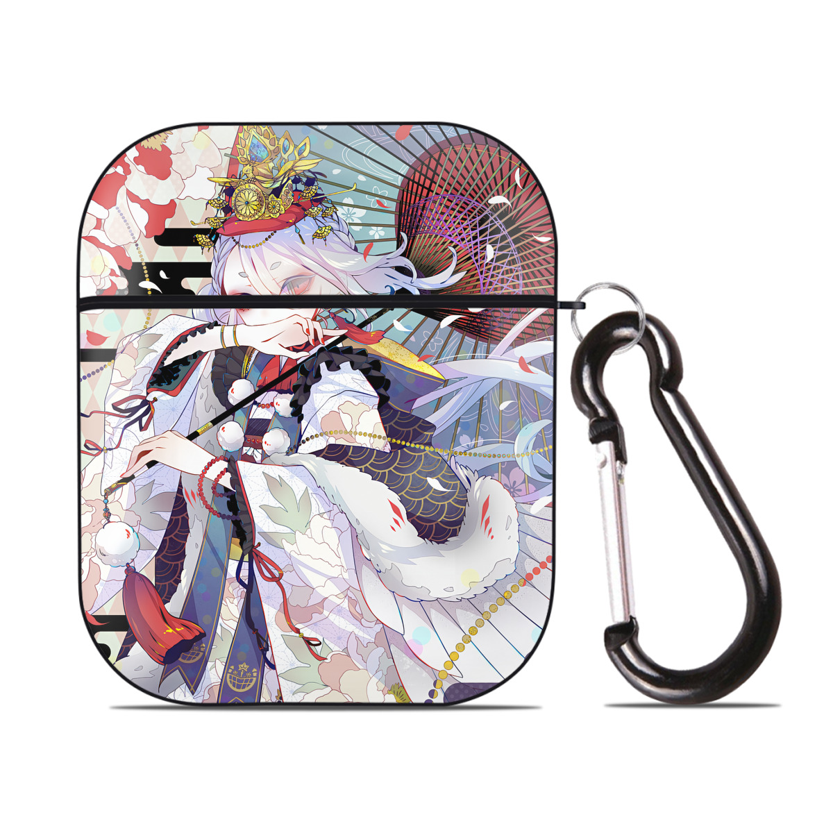 （画像用） 刀剣乱舞 Touken Ranbu AirPods 第2世代保護ケース ハードシェル ブラック 耐衝撃・防指紋・カラビナ付き