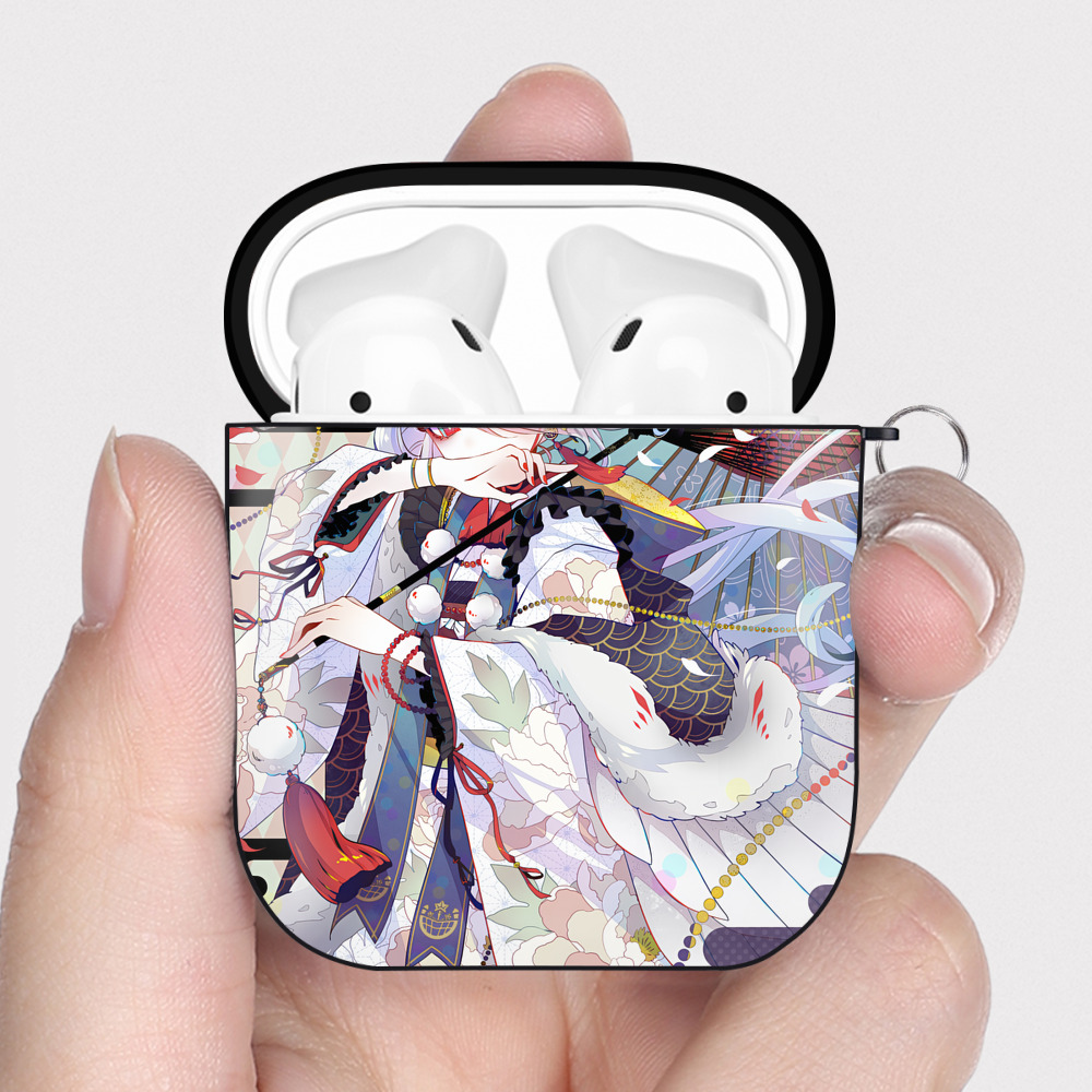 （画像用） 刀剣乱舞 Touken Ranbu AirPods 第2世代保護ケース ハードシェル ブラック 耐衝撃・防指紋・カラビナ付き