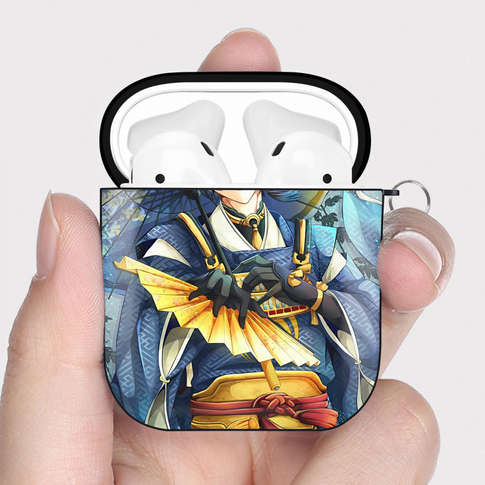 （画像用） 刀剣乱舞 Touken Ranbu AirPods 第2世代保護ケース ハードシェル ブラック 耐衝撃・防指紋・カラビナ付き