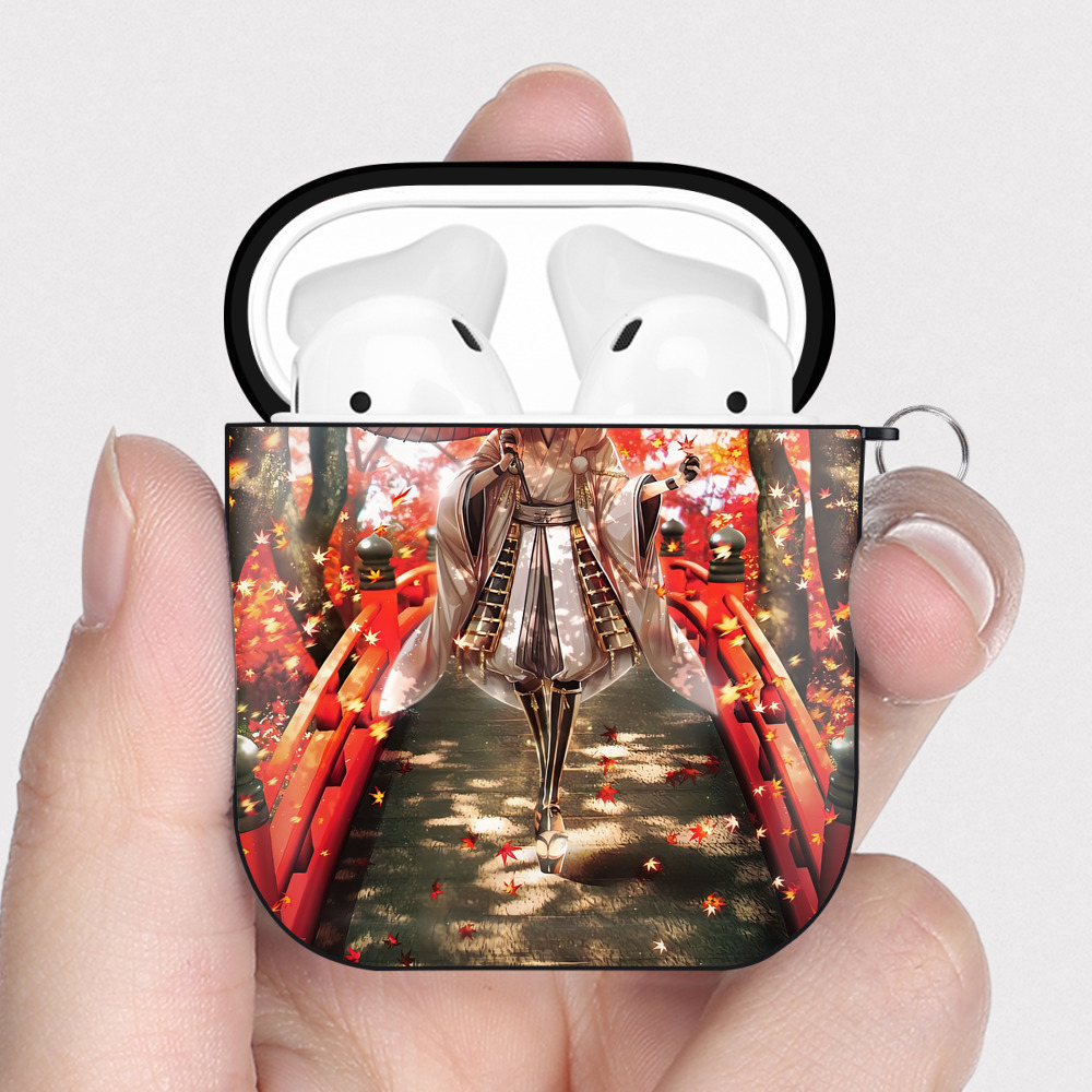 （画像用） 刀剣乱舞 Touken Ranbu AirPods 第2世代保護ケース ハードシェル ブラック 耐衝撃・防指紋・カラビナ付き