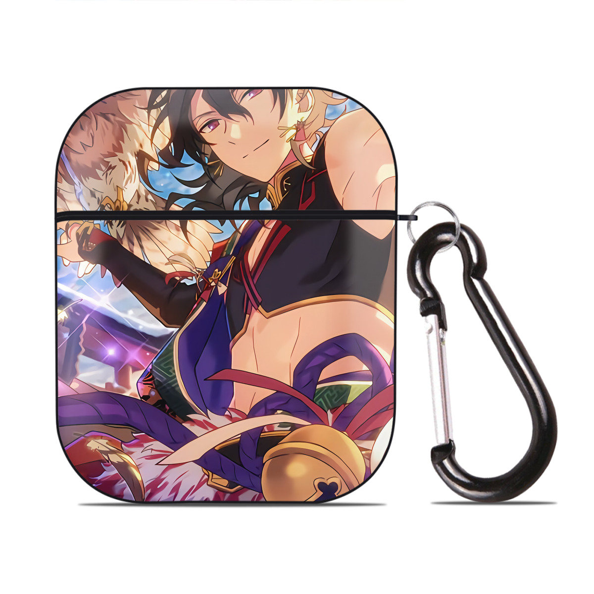 （画像用） 刀剣乱舞 Touken Ranbu AirPods 第2世代保護ケース ハードシェル ブラック 耐衝撃・防指紋・カラビナ付き