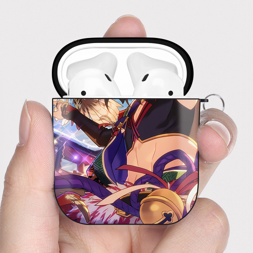 （画像用） 刀剣乱舞 Touken Ranbu AirPods 第2世代保護ケース ハードシェル ブラック 耐衝撃・防指紋・カラビナ付き