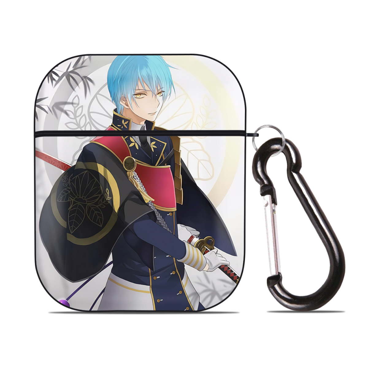 （画像用） 刀剣乱舞 Touken Ranbu AirPods 第2世代保護ケース ハードシェル ブラック 耐衝撃・防指紋・カラビナ付き