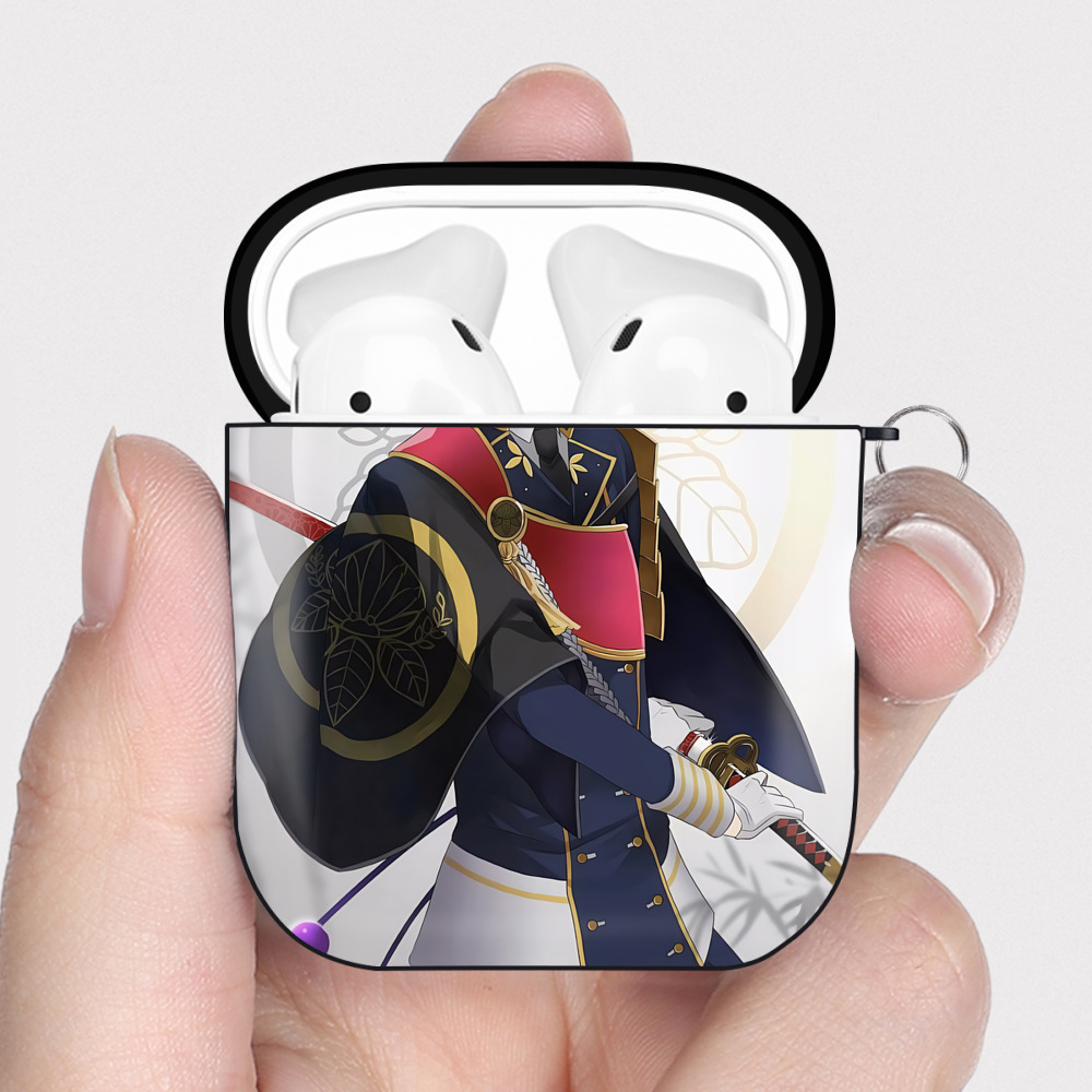 （画像用） 刀剣乱舞 Touken Ranbu AirPods 第2世代保護ケース ハードシェル ブラック 耐衝撃・防指紋・カラビナ付き
