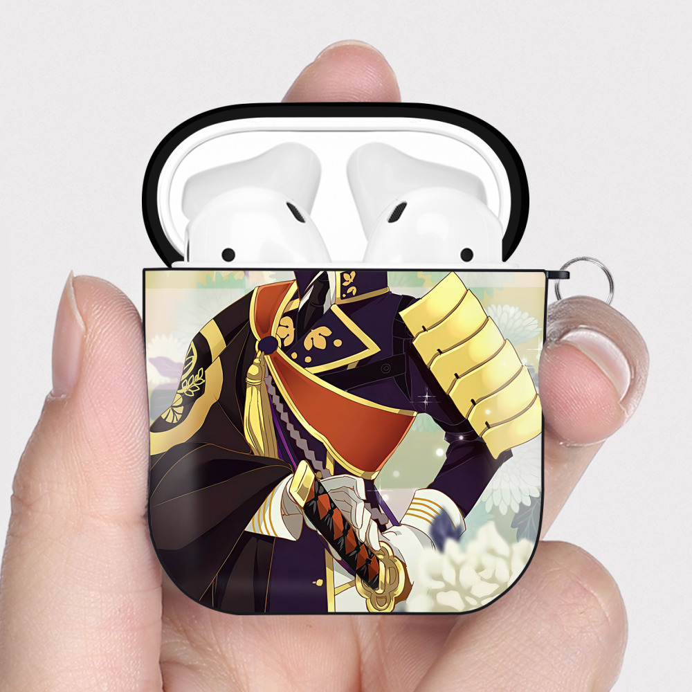 （画像用） 刀剣乱舞 Touken Ranbu AirPods 第2世代保護ケース ハードシェル ブラック 耐衝撃・防指紋・カラビナ付き