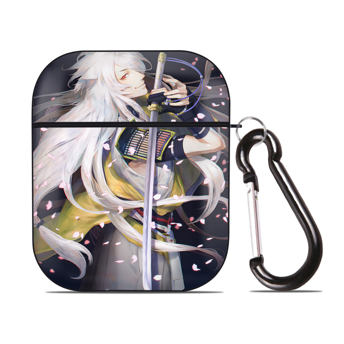 （画像用） 刀剣乱舞 Touken Ranbu AirPods 第2世代保護ケース ハードシェル ブラック 耐衝撃・防指紋・カラビナ付き