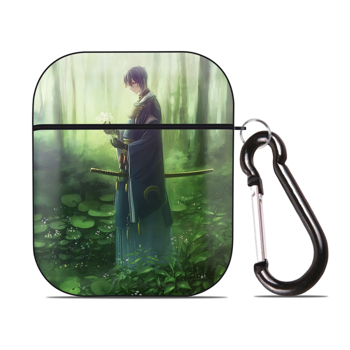 （画像用） 刀剣乱舞 Touken Ranbu AirPods 第2世代保護ケース ハードシェル ブラック 耐衝撃・防指紋・カラビナ付き