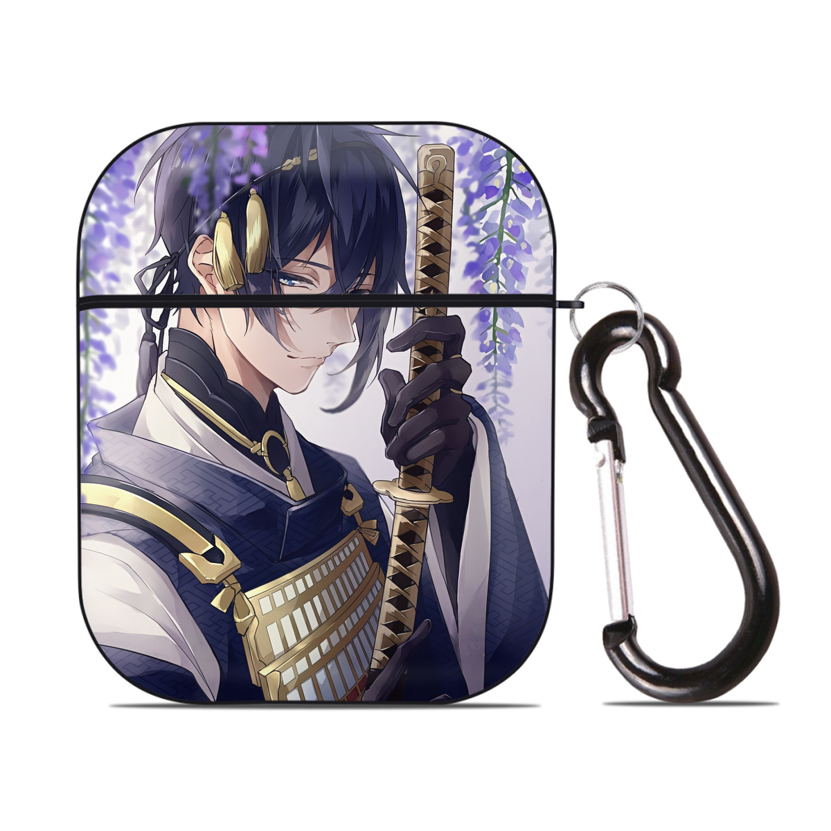 （画像用） 刀剣乱舞 Touken Ranbu AirPods 第2世代保護ケース ハードシェル ブラック 耐衝撃・防指紋・カラビナ付き
