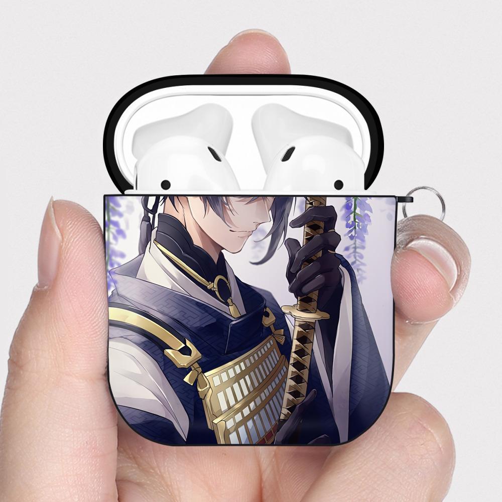 （画像用） 刀剣乱舞 Touken Ranbu AirPods 第2世代保護ケース ハードシェル ブラック 耐衝撃・防指紋・カラビナ付き