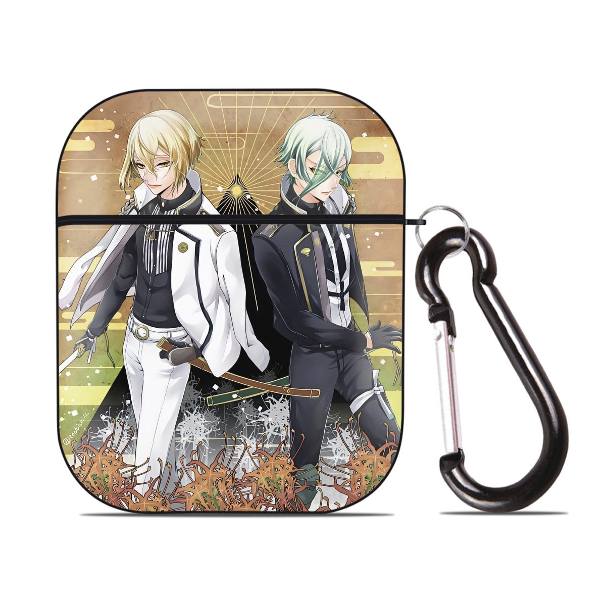 （画像用） 刀剣乱舞 Touken Ranbu AirPods 第2世代保護ケース ハードシェル ブラック 耐衝撃・防指紋・カラビナ付き