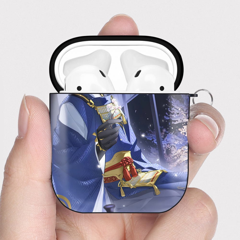 （画像用） 刀剣乱舞 Touken Ranbu AirPods 第2世代保護ケース ハードシェル ブラック 耐衝撃・防指紋・カラビナ付き