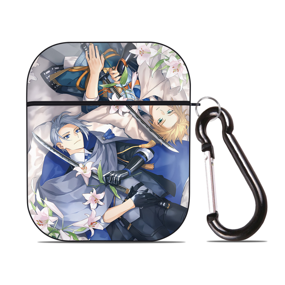 （画像用） 刀剣乱舞 Touken Ranbu AirPods 第2世代保護ケース ハードシェル ブラック 耐衝撃・防指紋・カラビナ付き