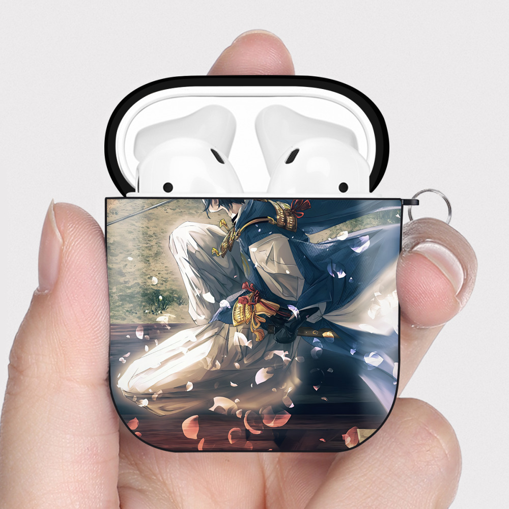 （画像用） 刀剣乱舞 Touken Ranbu AirPods 第2世代保護ケース ハードシェル ブラック 耐衝撃・防指紋・カラビナ付き