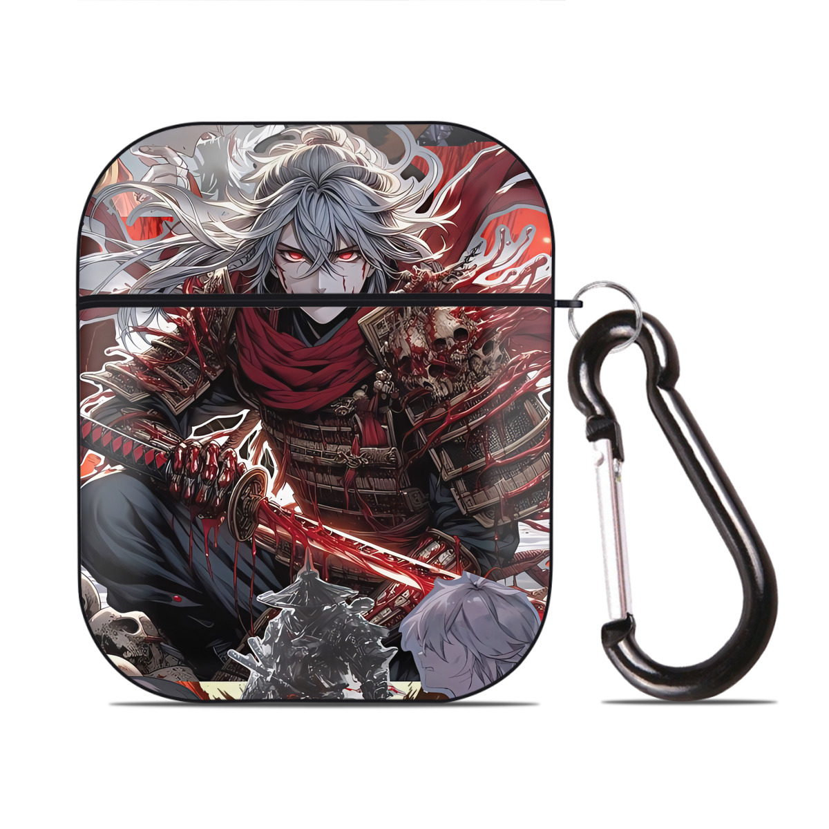 （画像用） 刀剣乱舞 Touken Ranbu AirPods 第2世代保護ケース ハードシェル ブラック 耐衝撃・防指紋・カラビナ付き