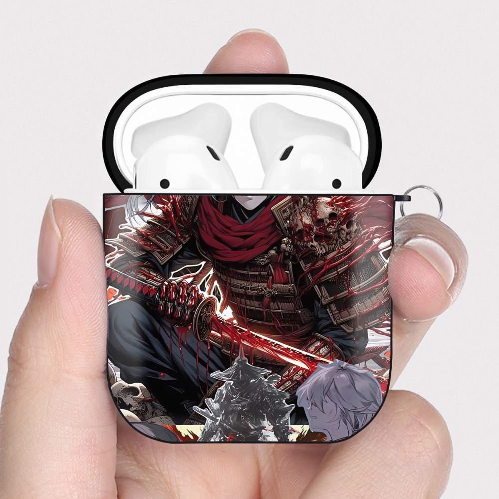（画像用） 刀剣乱舞 Touken Ranbu AirPods 第2世代保護ケース ハードシェル ブラック 耐衝撃・防指紋・カラビナ付き
