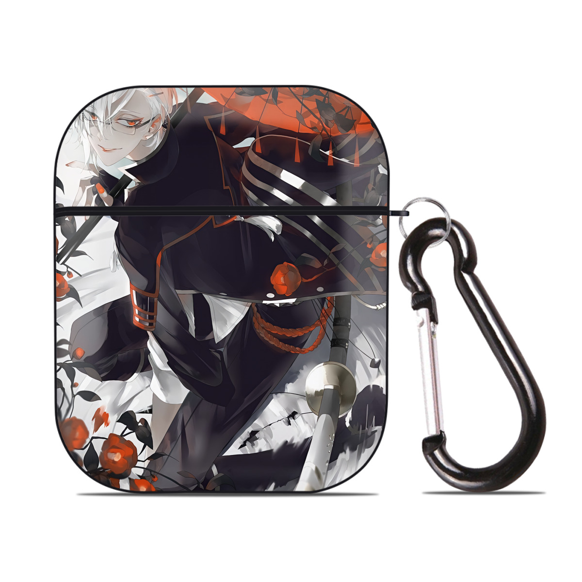 （画像用） 刀剣乱舞 Touken Ranbu AirPods 第2世代保護ケース ハードシェル ブラック 耐衝撃・防指紋・カラビナ付き