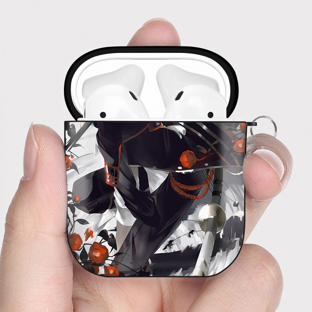 （画像用） 刀剣乱舞 Touken Ranbu AirPods 第2世代保護ケース ハードシェル ブラック 耐衝撃・防指紋・カラビナ付き